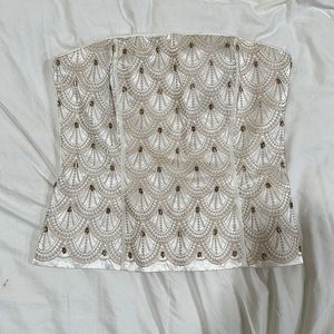 White Embellished Corset Top